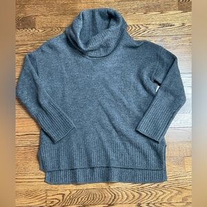 H by Halston Cozy Gray Ribbed Cowl Neck Sweater